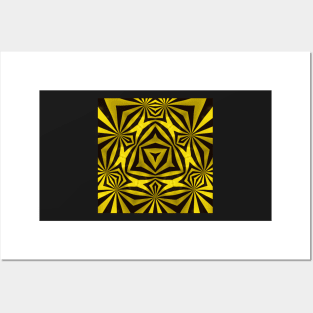3-sided Mandala in Yellow and Black Posters and Art